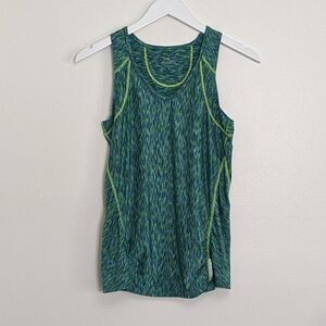 Athleta Women's Small Green And Blue Space Dye Running Tank Reflective